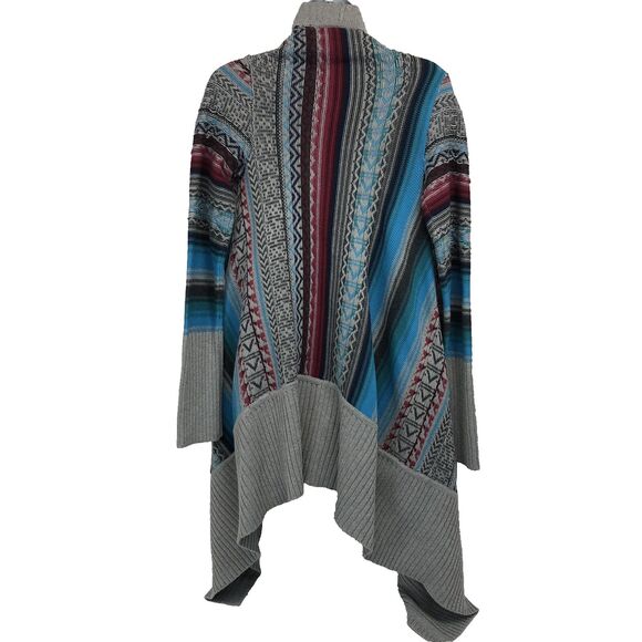 Stetson Women's Cotton Size XS Western Gray Long Sleeve Cardigan Sweater Striped - Picture 4 of 6